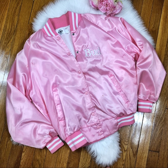 SOLD🌸RARE Vtg 80s Budweiser Satin Bomber Jacket🌸 - Picture 5 of 5